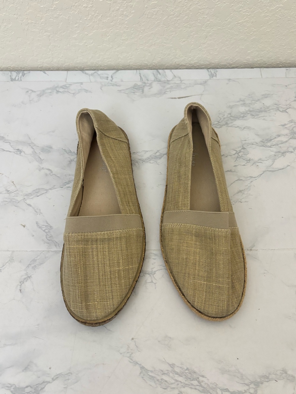 West Loop Womens Sandals Brown Size 7/8 Slip On Flats Canvas Closed Toe